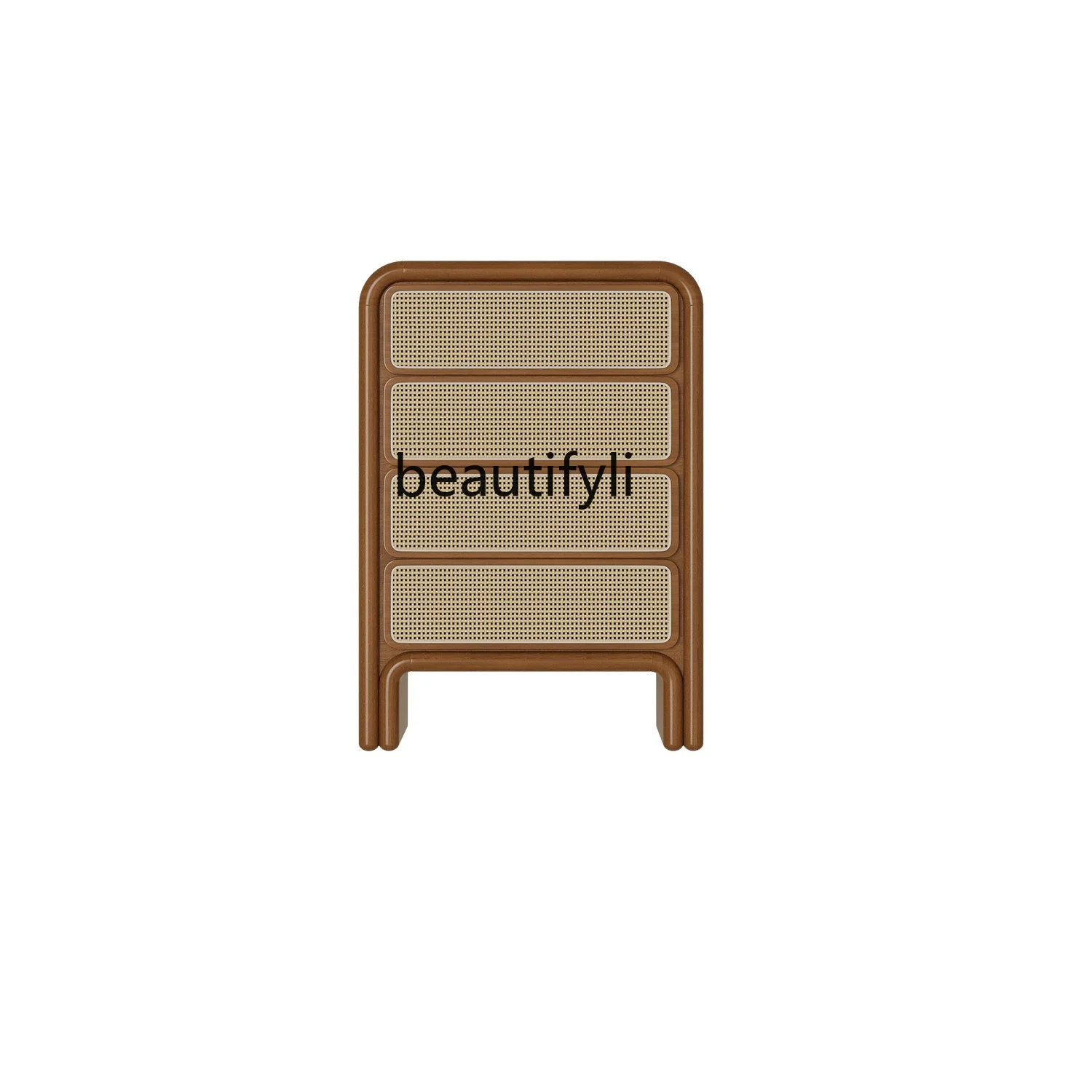 

Nordic Mild Luxury Retro Four-Bucket Cabinet Japanese Entrance Cabinet Multi-Functional Storage Rattan Storage Cabinet