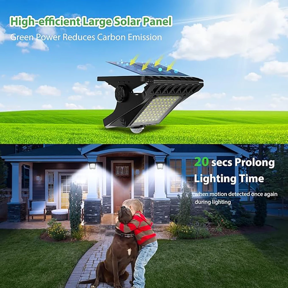 Outdoor LED Solar Motion Sensor Light High Brightness Waterproof 3 Modes Garden