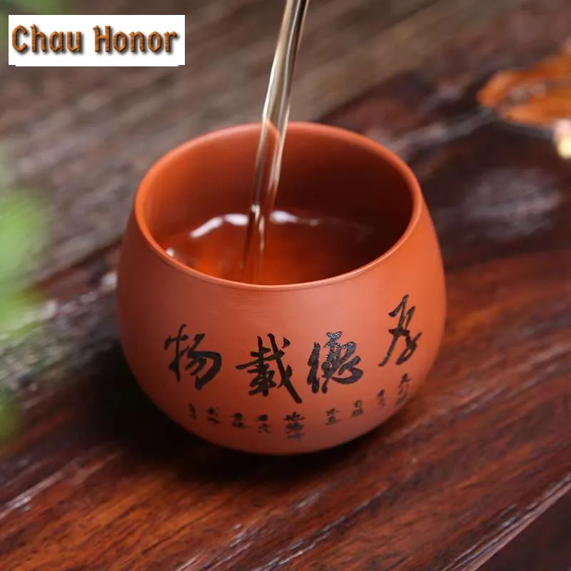 6pc/lot Chinese Purple Clay Teacup Purple Sand Teacup Large Master Cup Mug Kung Fu Teaset Ore Personalized Zisha Teaset Gift Box