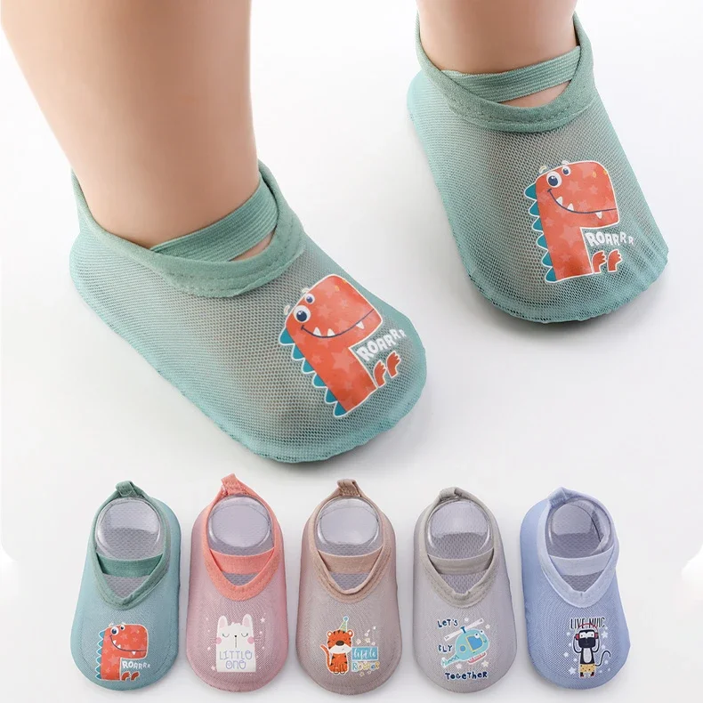 Summer Children Mesh Swim Pool Beach Anti-slip Socks with Straps Cute Cartoon Animals Floor Water Shoes Surf Barefoot Slippers