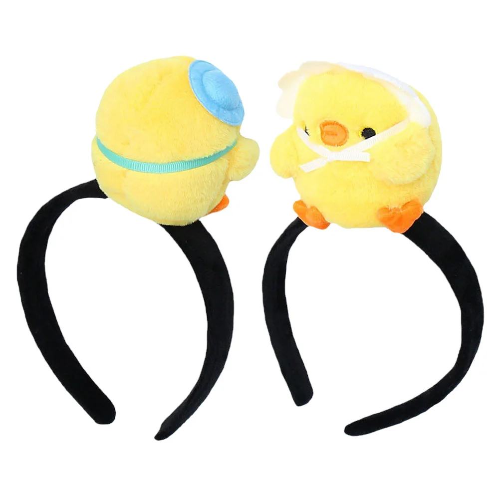 

2 Pcs Chick Headband Headbands Funny Headdress Photo Props for Booth Girl Animal Costume Accessories Plush Party