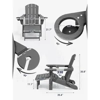 Folding Adjustable Adirondack Chair with Ottoman & 2 Cup Holders Set of 4,Multifunctional Adirondack Chair with Footrest 2