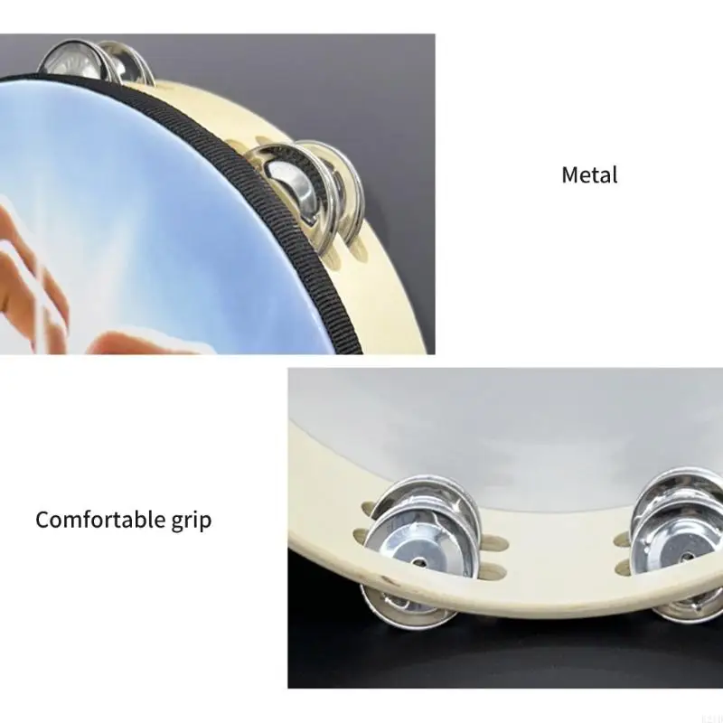 전문 탬버린 매끄러운 표면 공연 핸드 드럼 나무 질감