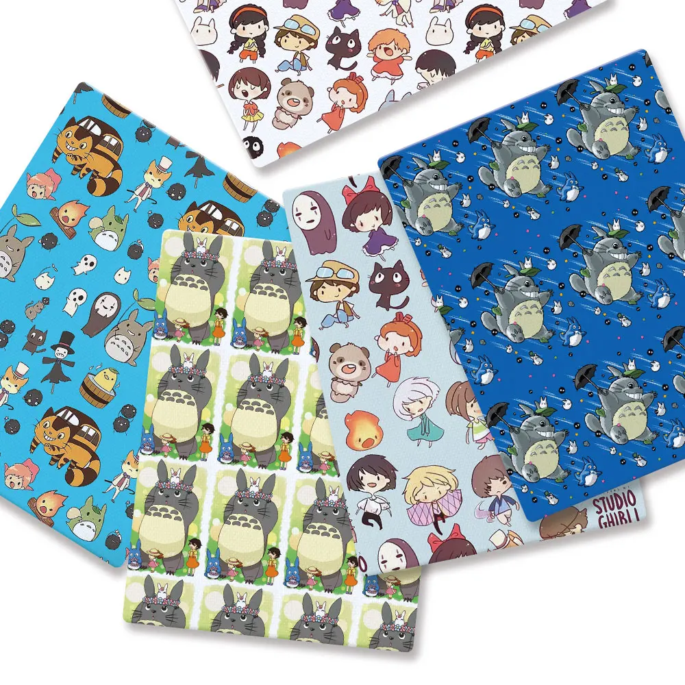Takara Tomy Ghibli Totoro Cartoon Fabric 140*50Cm Cucito A Mano Quilting Baby Dress Home Tessuto Stampato Cucito Tessuto Per Bambini