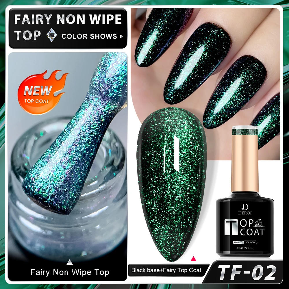 8ML Super Shinny Gel Top Coat Flash No Wipe Top Coat Matte Glitter Topcoat Aurora Varnish Soak Off Flake UV Gel Polish Nail Art 3