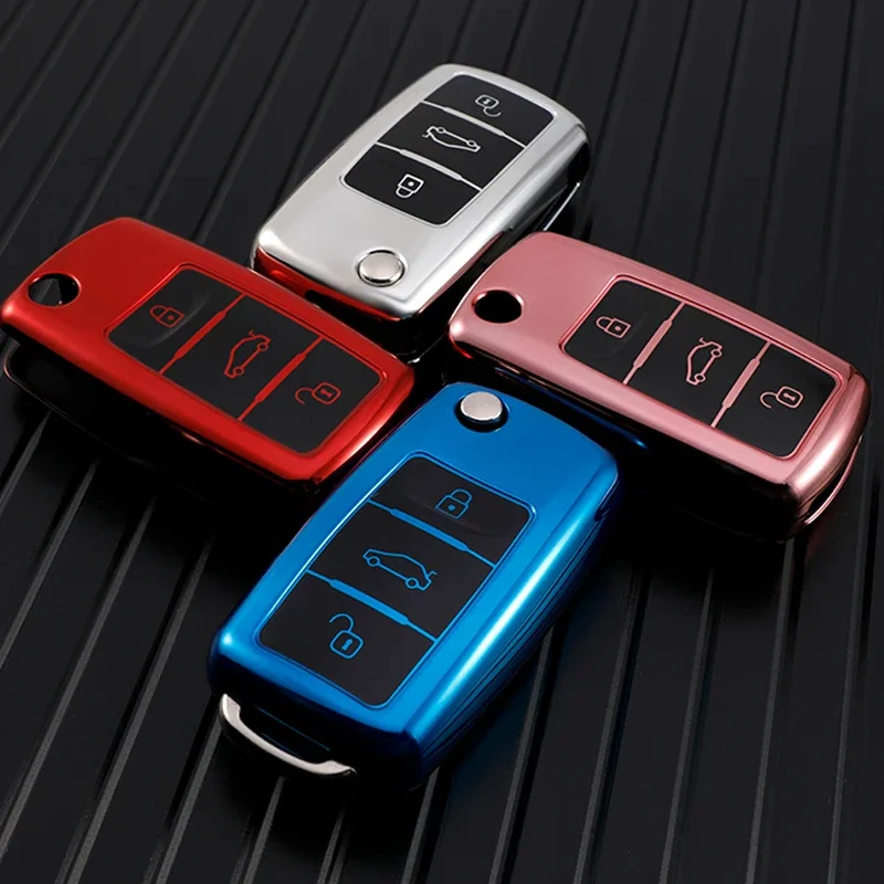 Car Key Shell Key Cover Case Holder Keychain for VW Volkswagen Polo Golf Passat Beetle Caddy T5 Up Eos Tiguan Jetta for Skoda Octavia A5