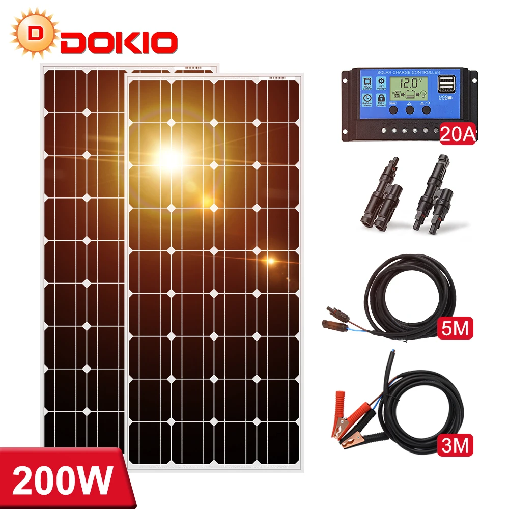 DOKIO DSP-100M 18V твърд водоустойчив слънчев панел с контролер за зареждане - Image 2