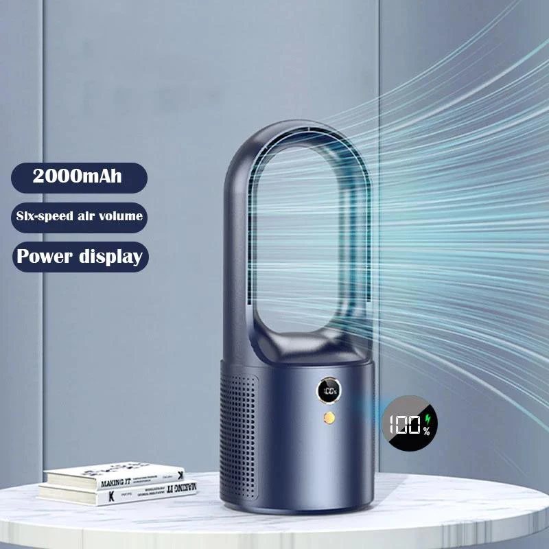 

Portable Fan For Office New Bladeless Fan LED Display Type-C Charging Desktop Fanless Blade Cooler Cooling Silent Fan