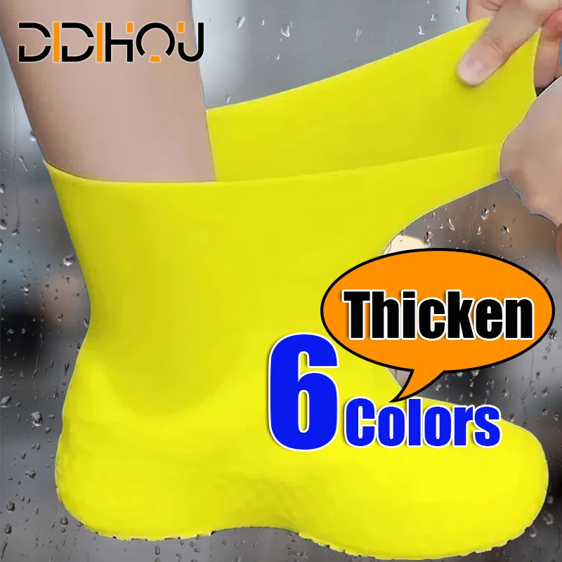 Silicone Anti-Slip Shoe Covers Waterproof Rain Boots Unisex Sneakers Protector Outdoor Rainy Day Thickened Rainproof Shoe Covers