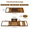 Teak Bath Tray Tub Organizer Book Tablet Wine Glass Cup Towel Holder Adjustable Premium Quality Bathtub Caddy Unique Design 5