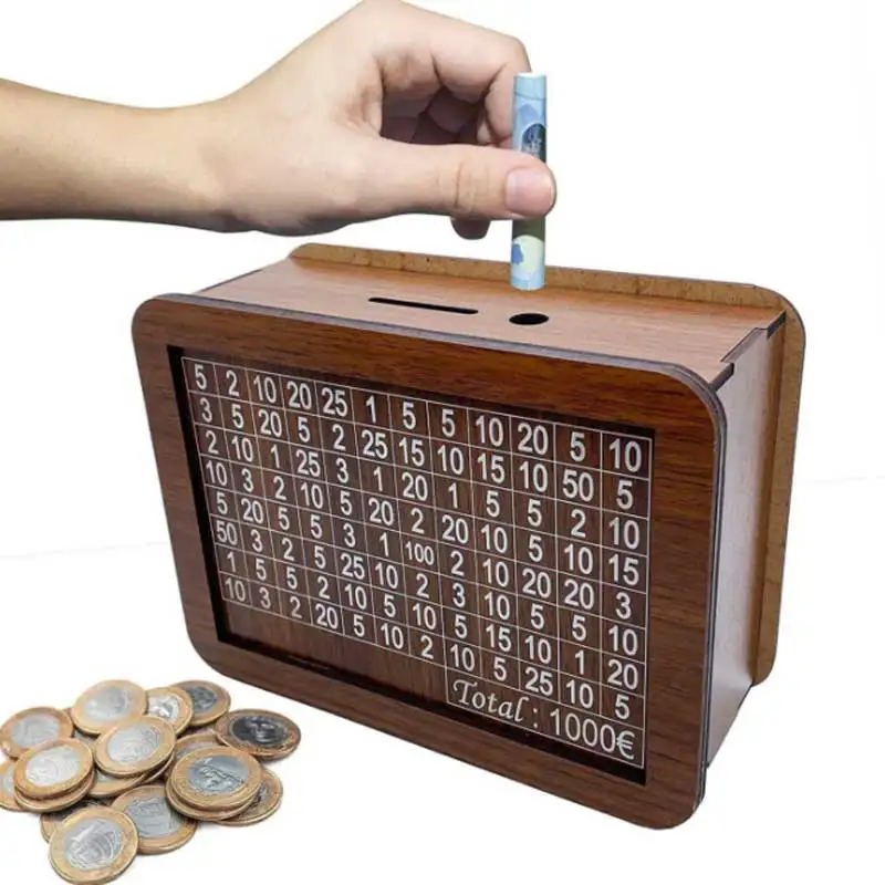 나무 돈 상자 DIY 돈 상자, 재사용 가능한 지폐 저축 상자, 부착 돈 상자, 저축 디지털 타겟 돈 상자  Best5