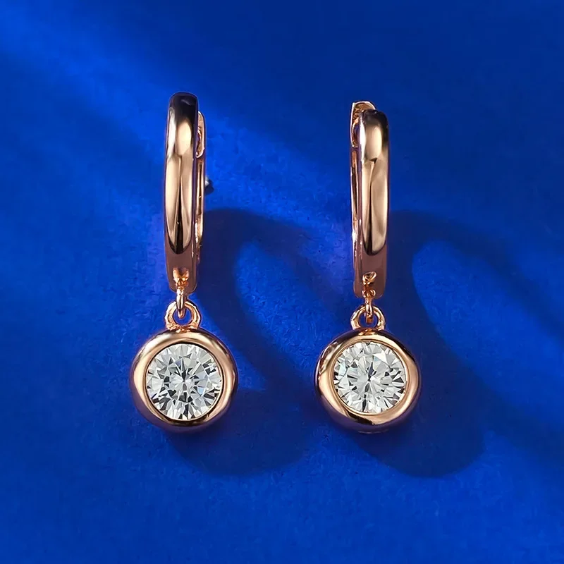 

18K Rose Gold Moissanite Diamond Dangle Earring Real 925 Sterling Silver Jewelry Engagement Wedding Drop Earrings for Women Gift