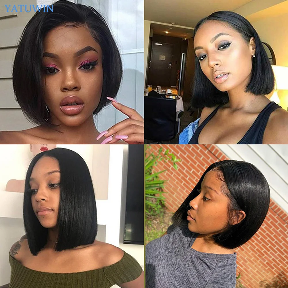

T Part Bob Lace Wigs Short Bob Wigs Pre Plucked 180% Density Lace Front Wig For Black Women Natural Hairline