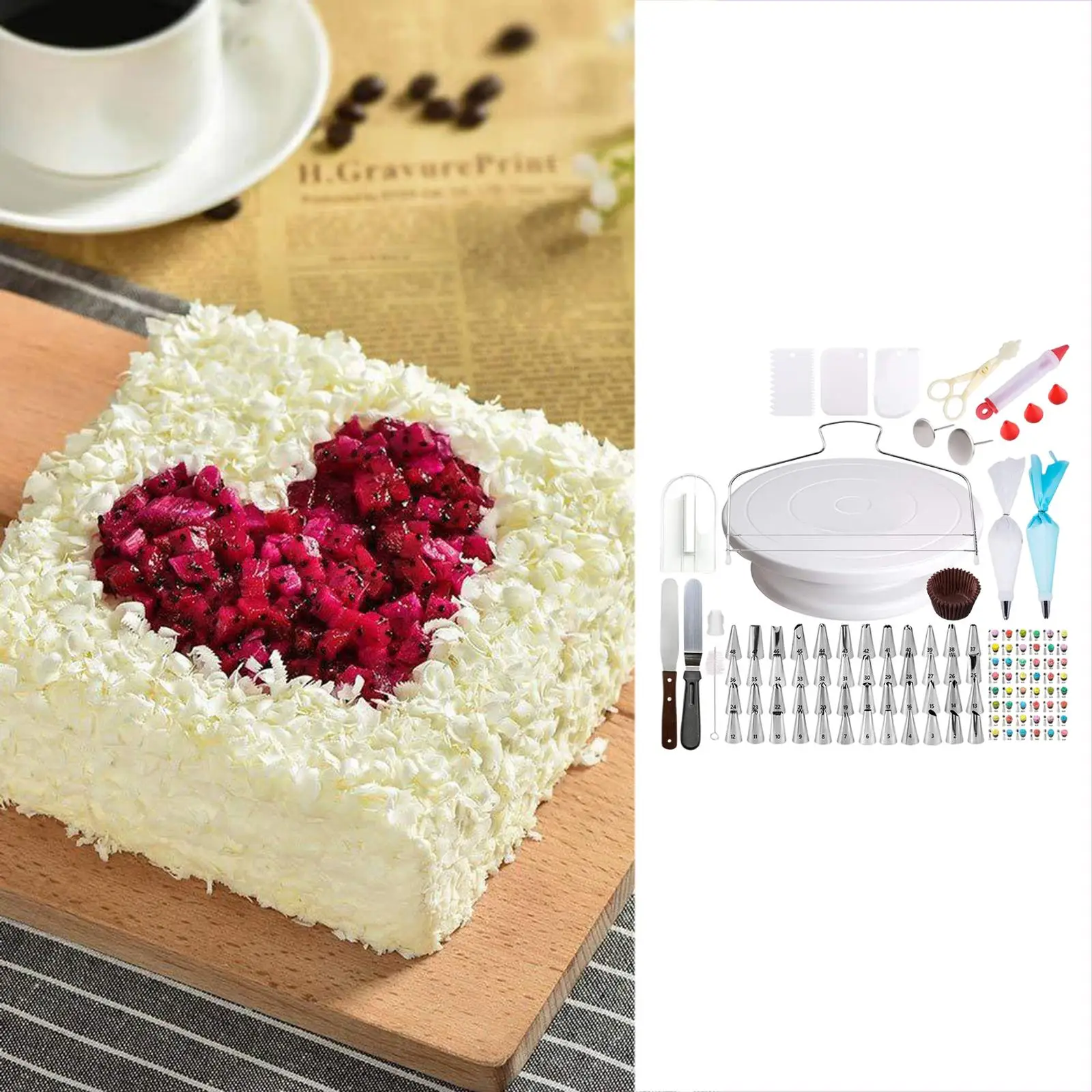 254 Pcs Cake Decorating Supplies Cake Decorating Kit Cake Baking Set with  Turntable, Piping Tips, Scraper, Spatula 