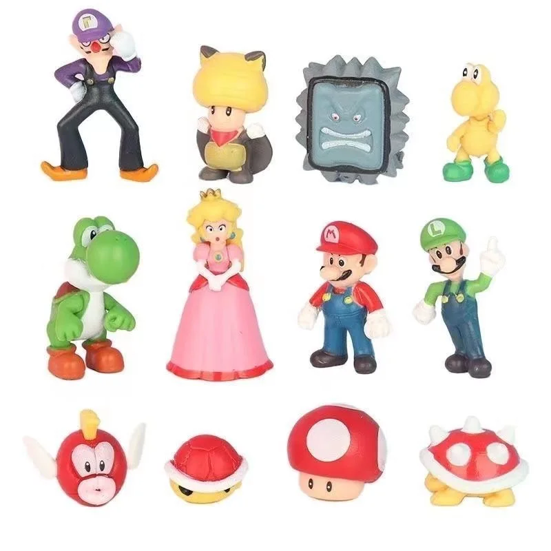 48pcs/set Super Mario Bros PVC Action Figure Toys Dolls Model Set Luigi Yoshi Donkey Kong Mushroom for kids birthday gifts