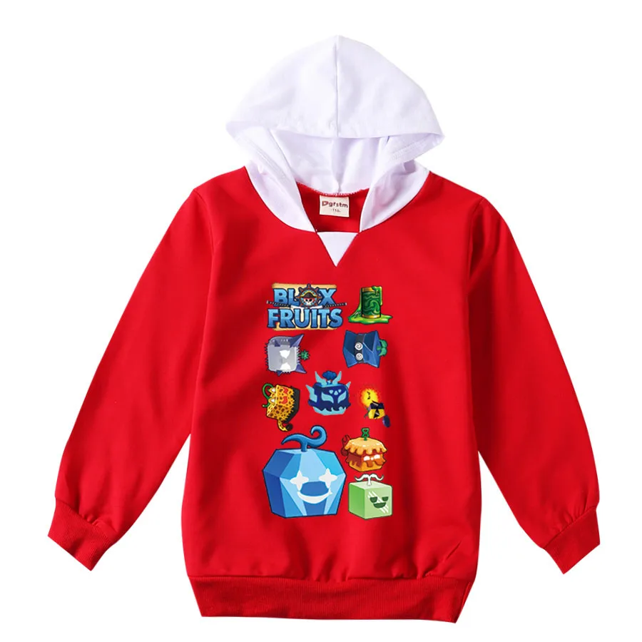 New Arrivals Kids Game Blox Fruits Shirt Girls Cartoon Hoodies Baby Boys Hooded Pullover Coats Children Long Sleeve Sweatshirts