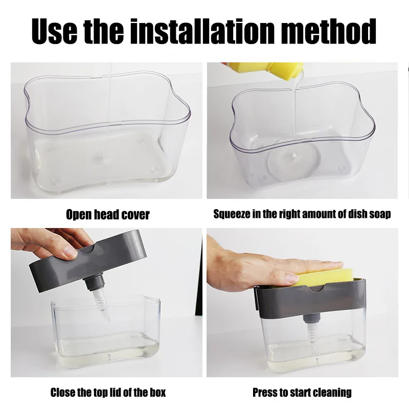 Soap Dispenser Soap Liquid Box Pressing Soap Liquid Box Press type Portable Liquid Soap Dispenser Kitchen Accessories Clean Cloth Dishwashing Pot Clean Tool For kitchen