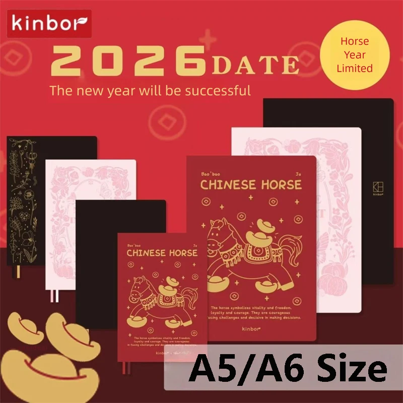 2026 Kinbor Week Plan A5/A6 Notebook Weekly Planner Weeks Planning Soft PU Efficiency Productivity Goal Tracking Notepad Gifts