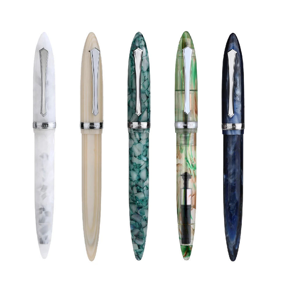

PENBBS 480 Acrylic Fountain Pen Iridium Fine Nib 0.5mm Silver Clip with Gift Box Beautiful Writing Ink Pen for Office Business