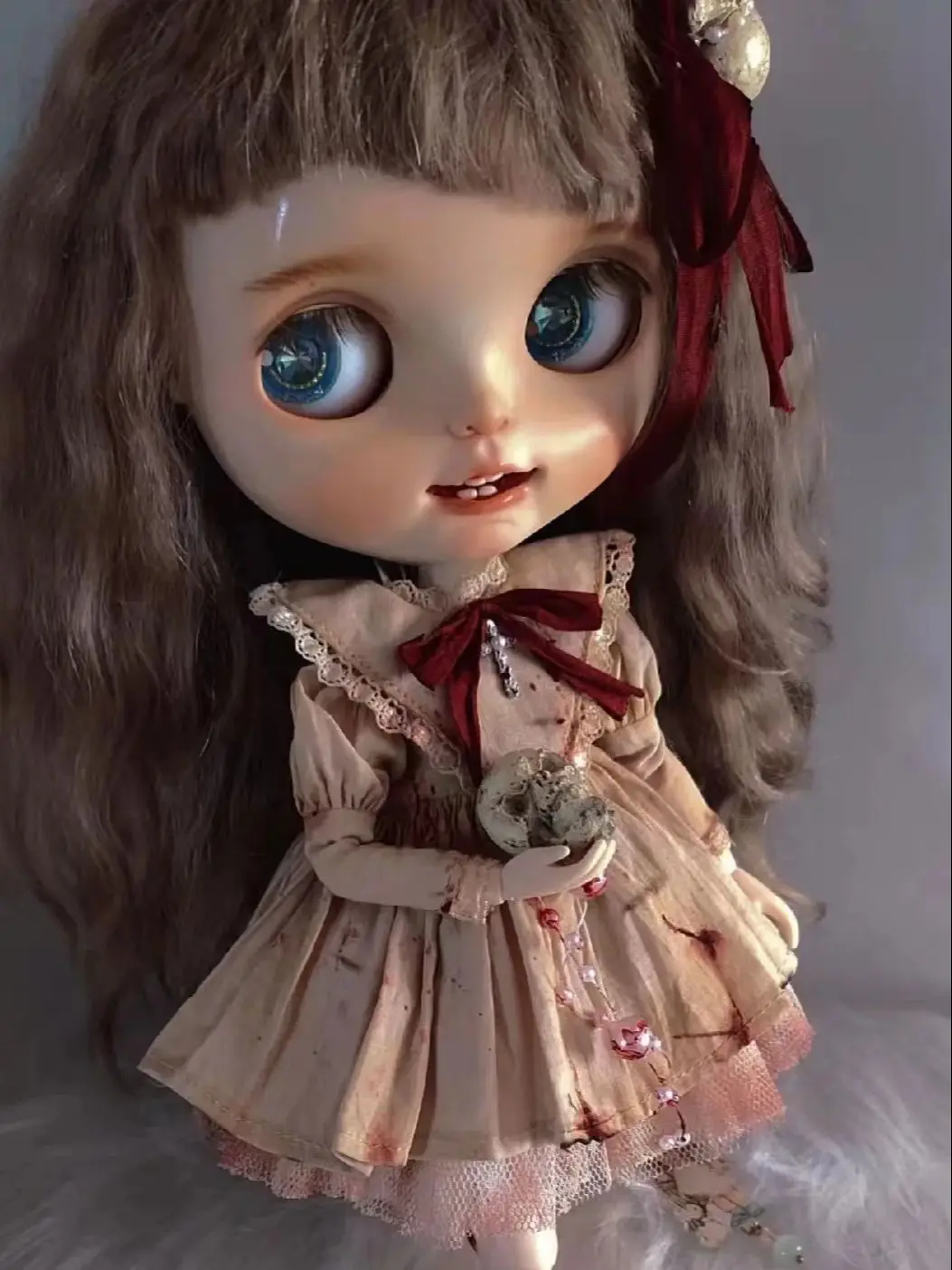Dula Doll Clothes Dress Halloween Bloodthed Dark Burn Skull Skirt Blythe Qbaby Ob24 Ob22 Bjd Doll