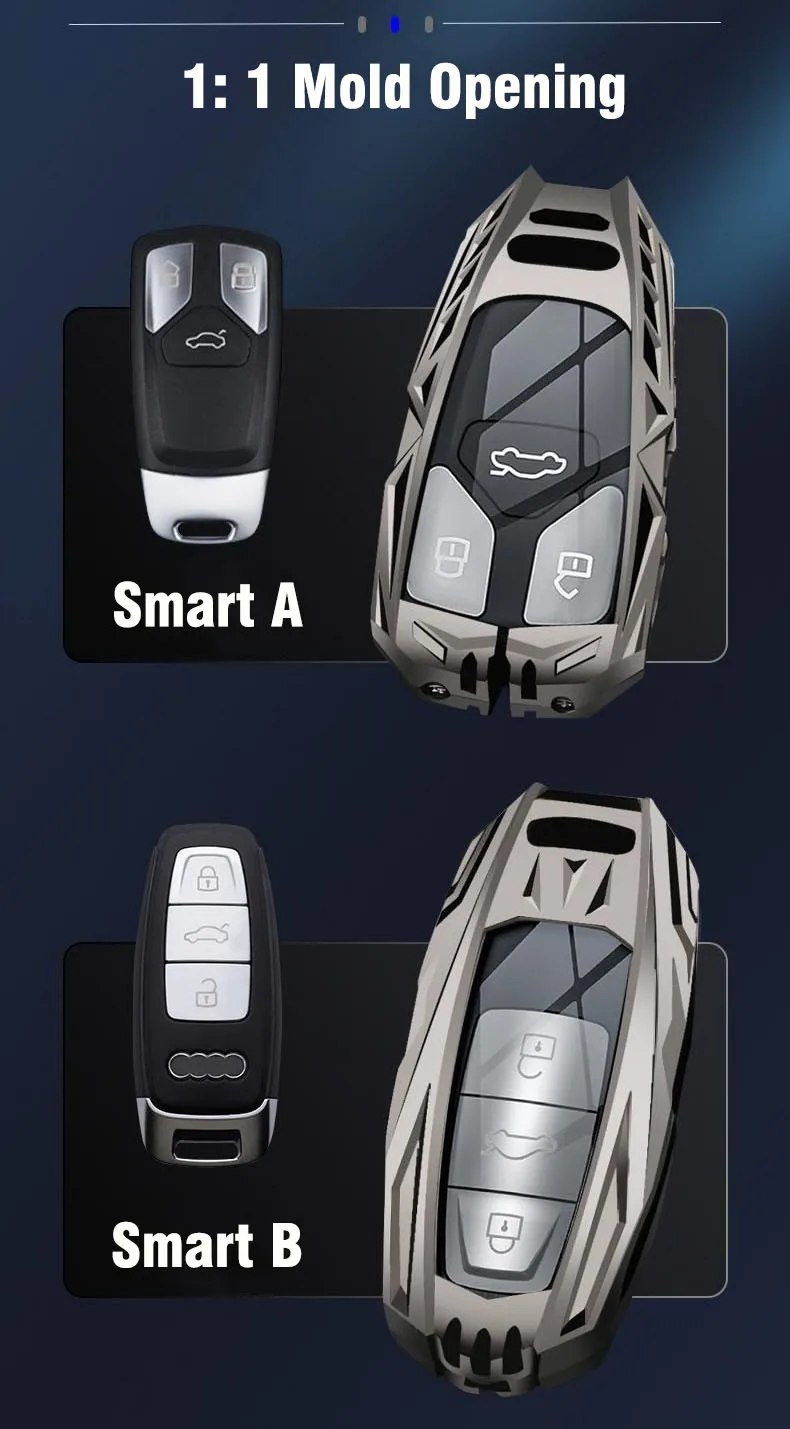 Car Key Cover Case For Audi A6 A7 A8 Q8 E-tron C8 D5 A8l A6l 2018 2019 2020 Cover Car Key Protection Zinc Alloy - - Racext™️ - - Racext 19