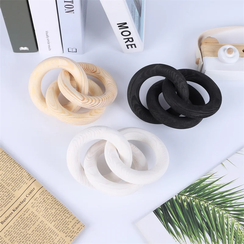 Boho Style Wood Chain Link Knot Farmhouse Rustic Wood Link Shelf Decor