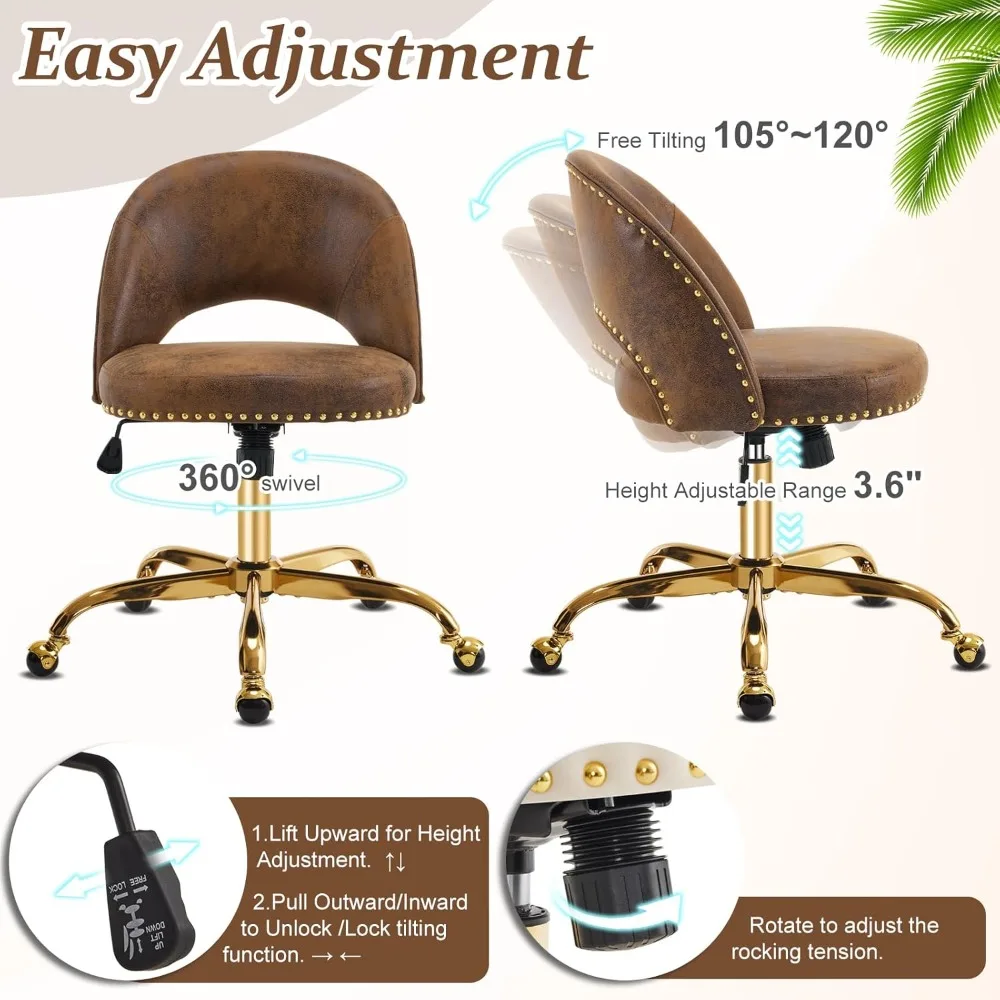 "elegant velvet swivel chair with gold base for stylish office spaces"