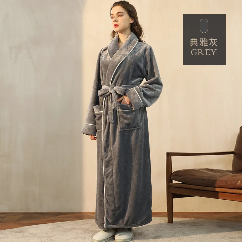 Plush Flannel Bathrobe for Women Long, Warm, Winter Night Robe 15