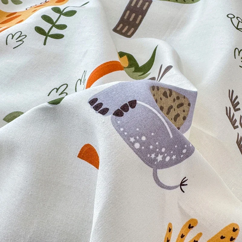100% Cotton Fun Zoo Theme Fitted Sheet Set Giraffe Lion Print Soft Breathable Bedding Set Kids Adult Room Decor（2 Pillowcases ） 6