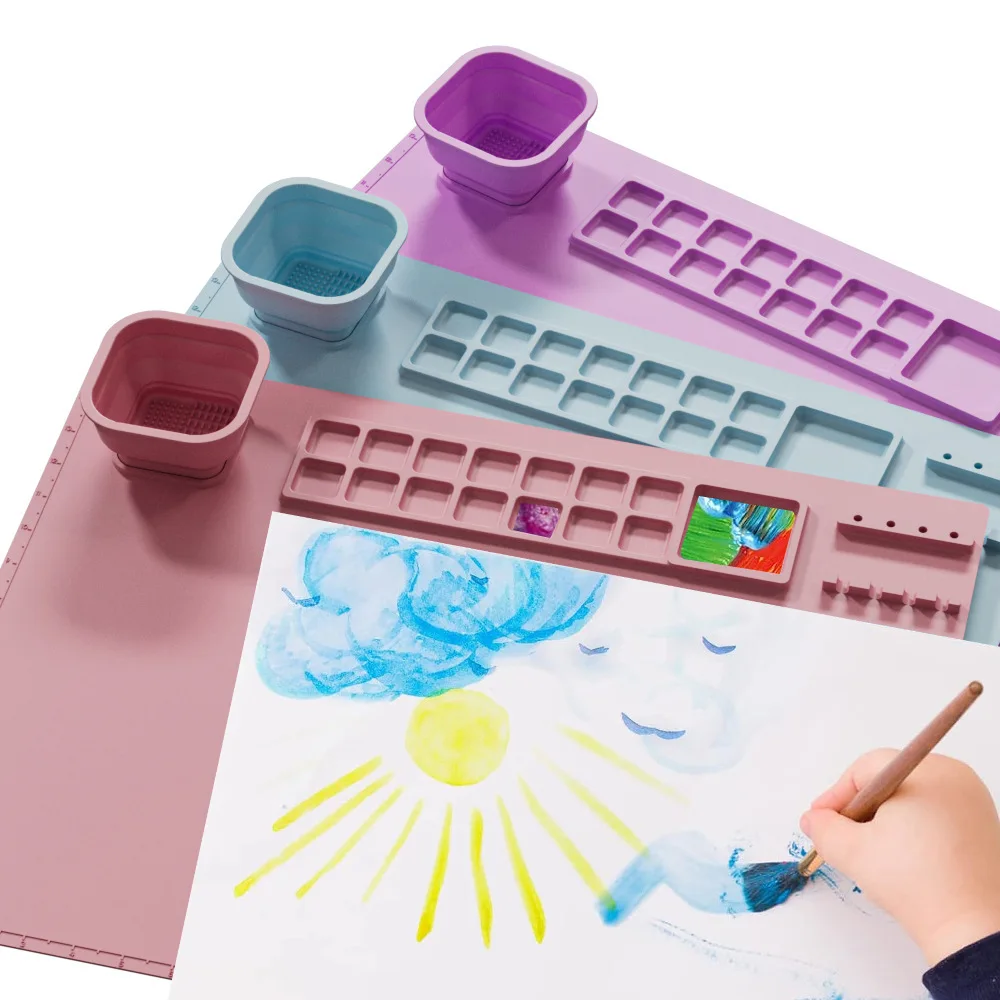 1PCS Silicone Painting Pad Brush Holder Crafts Multifunctional Art Painting Art Clay Graffiti Mat Washable silicone painting pad