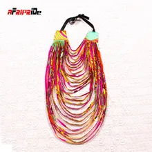 

2020 New African Print Multi strands Necklace Africa Wax Necklaces African Multi-layered Rope Necklace Ankara Jewelry WYA022