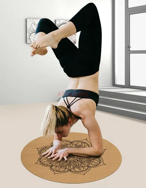Cork circular yoga mat for meditation, small size inverted flat support pad 2