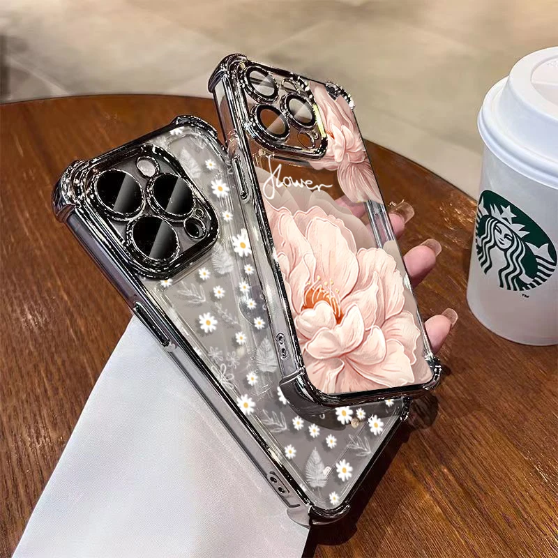 Daisy Flowers Plating Soft Transparent Shockproof Phone Case