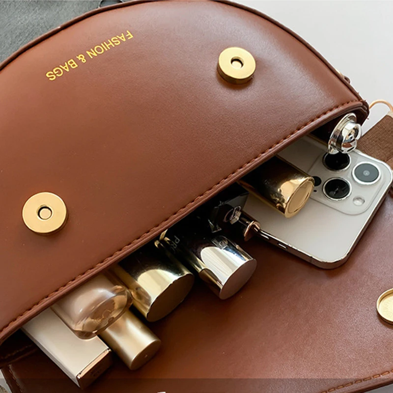 Small PU Leather Saddle Armpit Bags for Women Summer Shoulder Crossbody Bag Ladies Vintage Underarm Handbags bolsa