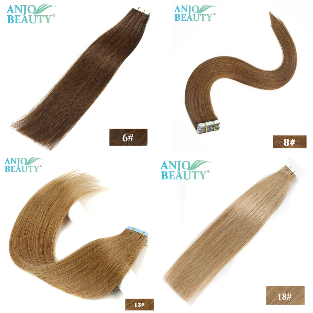 Gerades Klebeband in Echthaar verlängerungen unsichtbarer Hauts chuss kleber 14 "-28" 100% natürliches Echthaar für Frauen 20 teile/paket – Detail 11