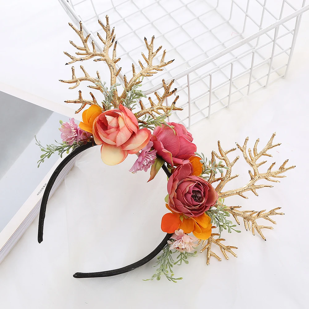 Stylish Gold Tree Branch Headband With Flower DIY Hair Styling Hoop Accessories For Holiday Party temple cherry tree branch ваза с крышкой m