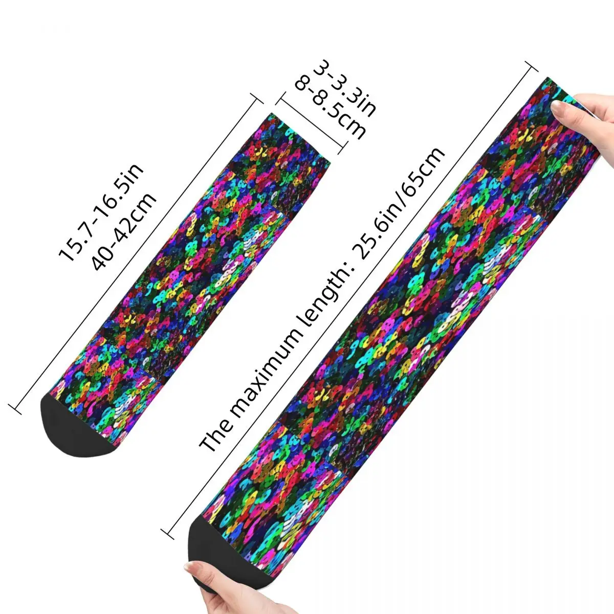 Big Colorful Sequins Glitter Socks Male Mens Women Summer Stockings Printed
