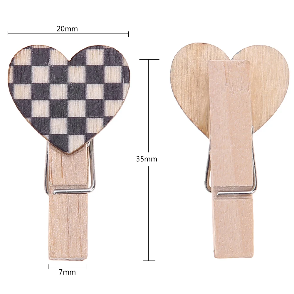 50pcs 옷 핀 클립 나무 사랑 심장 옷핀 장식 DIY 3.5cm 혼합 색상 결혼식 장식을위한 미니 장식 소품
