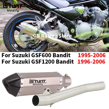 Motorcycle Exhaust Middle Link Pipe Connect 50.8MM Carbon Fiber Muffler Escape Moto Slip For Suzuki GSF600 Bandit 600 1995-2006