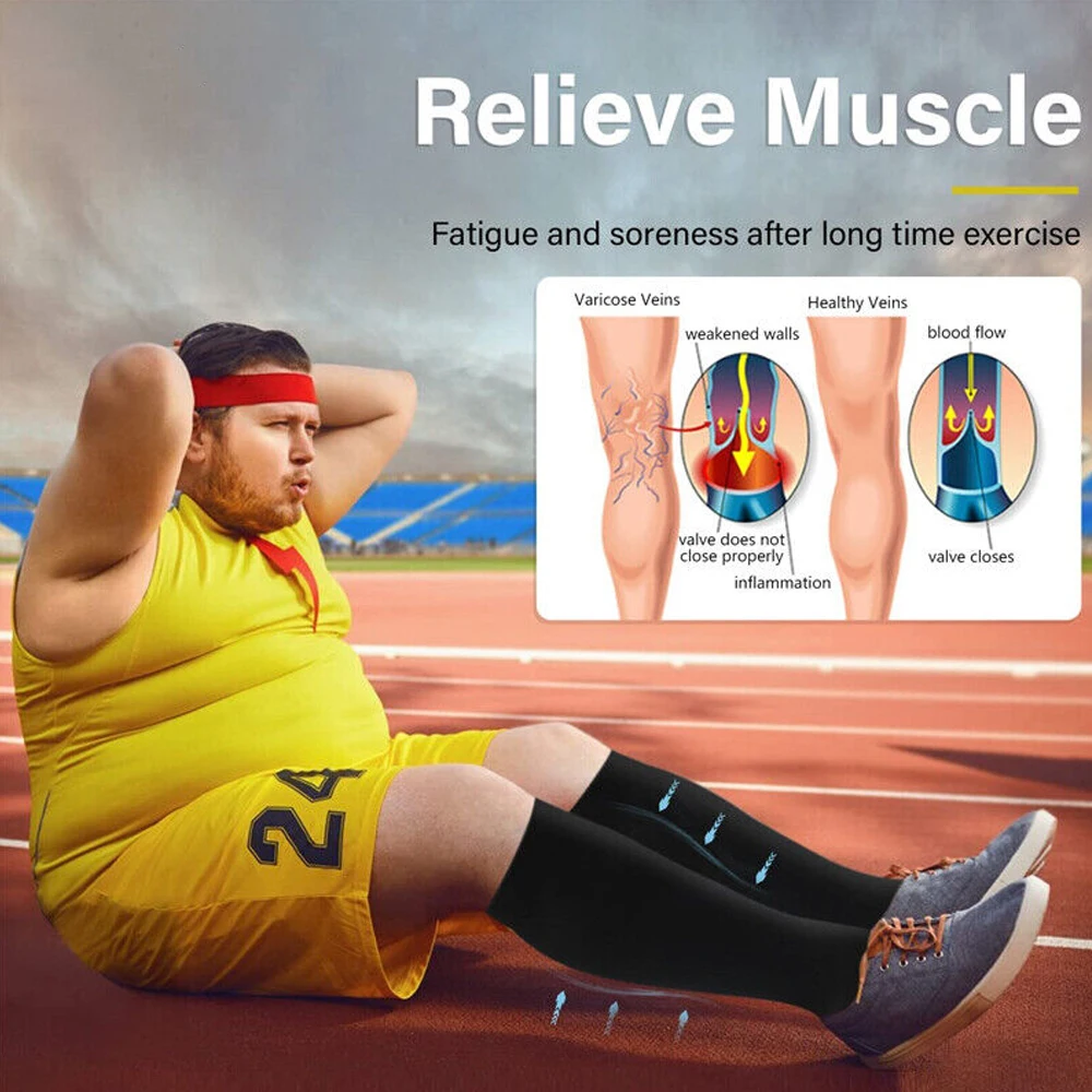 Compression Socks 1Pair S-7XL Prevent Varicose Veins Toeless Support Hose for Women Men Sports Running Travel Work calf compression sleeves,calf compression sleeve