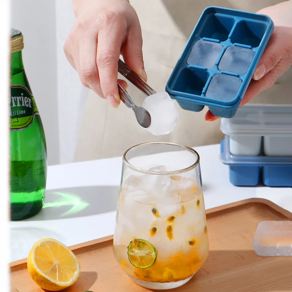 Ice Cube Mold 3Pack Trays with No-Spill Lids Easy-Release for Freezer Whiskey Cocktails Baby Food and Drinks 6 Cubes