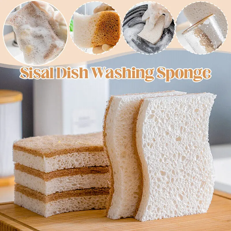 

2Design Microfiber Sponge High Quality Natural Sisal Wood Pulp Cotton Cleaning Tools Kitchen Tableware Cleaner Kitchen Gadget