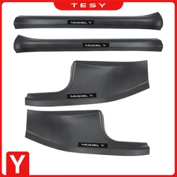 For Tesla Model Y Door Sill Protectors Front Rear Door Pedal Cover Carbon Black ABS Car Anti-dirty Pad