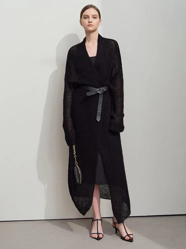 AMII Minimalist Long Sweater Cardigan For Women 2025 Spring New Casual Office Lady Knitted Coats Loose Female Cardigan 12551045 4