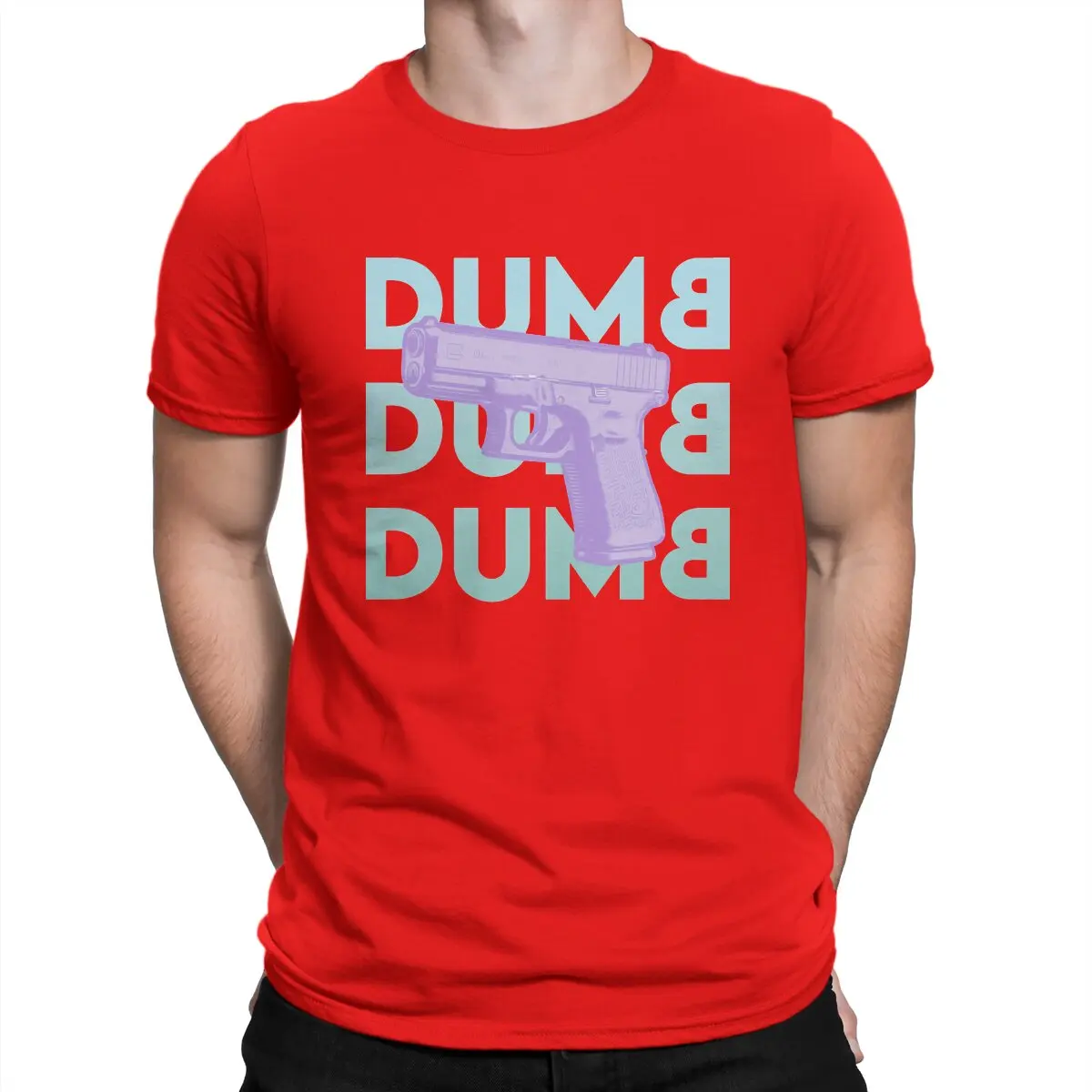 thumbnail image 1 of Camiseta de hombre Dumb Glock, Smith Cool Wesson, informal, de manga corta y cuello redondo, de algodón., 1 of 7