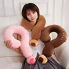 50cm Question Mark Plush Capybara Pillow Stuffed Brown Pink Cartoon Animal Head Neck Support Pillow Nap Plushie Gift 2