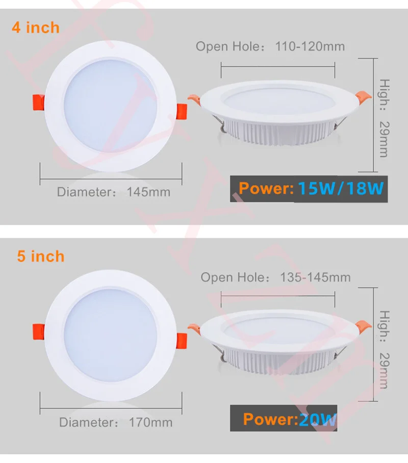 LED Downlight 12W 15W 18W 20W AC100-240V led Recessed Ceiling light slim panel lamp spotlight recessed ceiling spotlights