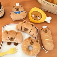 Adorable Capybara Plushie Keyring Funny Bread Topper Anime Style Fluffy Hanging Toy Cute Food Themed Decor Accessories for Teens