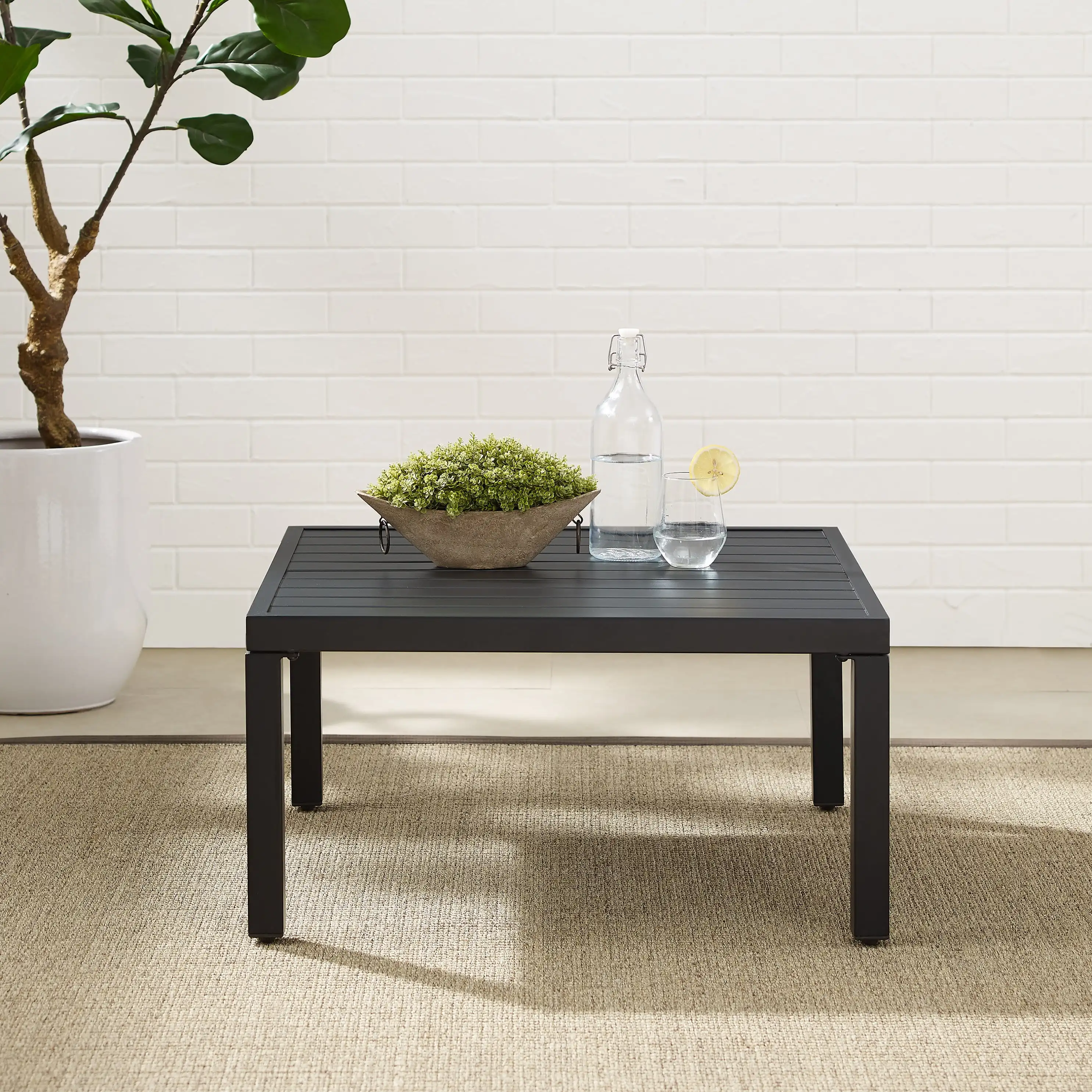 Piermont Modern Metal Outdoor Sectional Coffee Table in Black Sleek and simple UV and rust resistant  Metal (steel) 100% 3