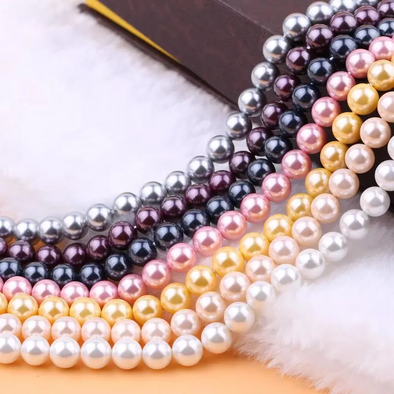 Elegant White & Pink Round Imitation Pearl Beads for DIY Jewelry – 15 Strand